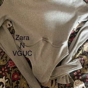 Zara Gray Ribbed Women's Sweater